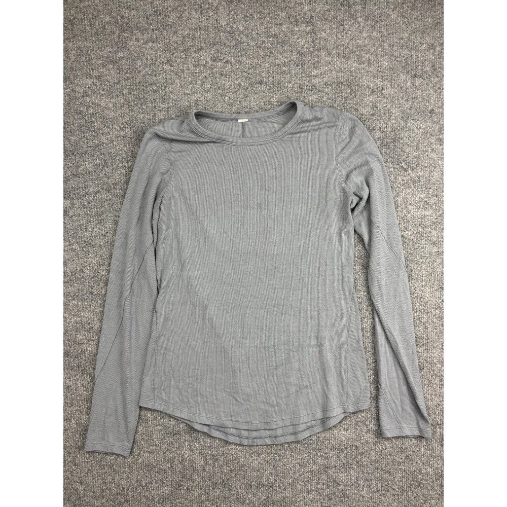 Lululemon Shirt Womens Small Gray Long Sleeve Crew Neck Lightweight Top Athletic